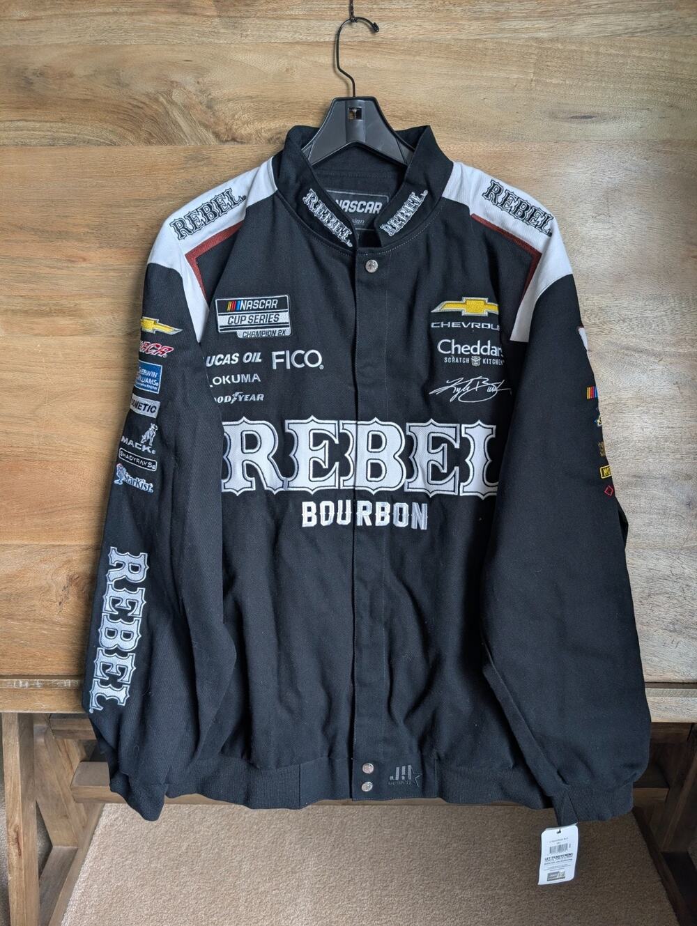 NASCAR Rebel Bourbon Kyle Busch Jacket Mens 2XL Black Full Zip Racing NWT
